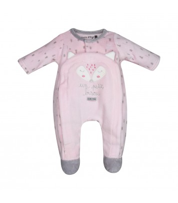 PYJAMA NAISSANCE FABIENNE VELOURS RASE Sucre Orge