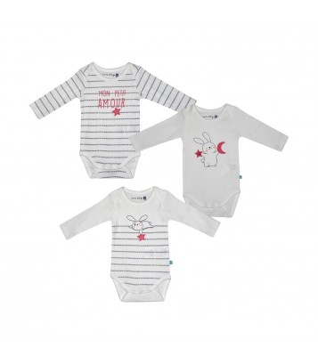 LOT 3 BODIES BEBE FILAIRE COTON BIO Sucre Orge