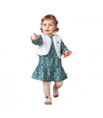 ROBE GILET SS MCHES MONA VELOURS COTELE BEBE Sucre Orge