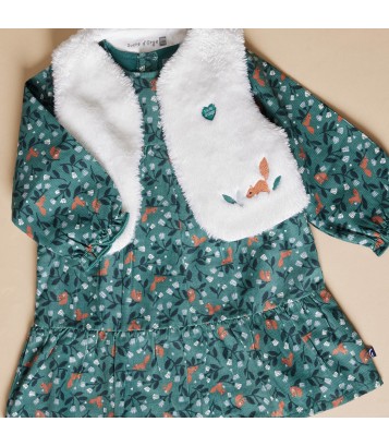 ROBE GILET SS MCHES MONA VELOURS COTELE BEBE Sucre Orge