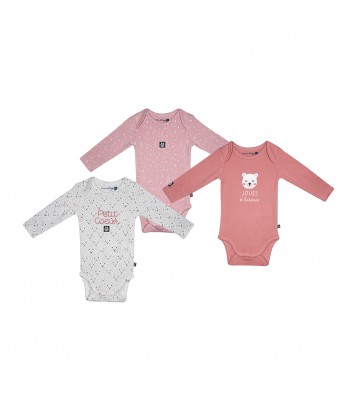 LOT DE 3 BODIES MORGANE MANCHES LONGUES BEBE Sous vetement body bebe VETEMENTS 0 2 ANS Bebe Sucre d Orge