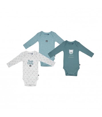 LOT DE 3 BODIES MANOE MANCHES LONGUES BEBE Sucre Orge