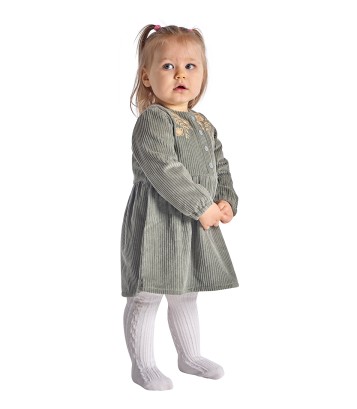 ROBE SIMONE VELOURS COTELE MANCHES LONGUES  Sucre Orge