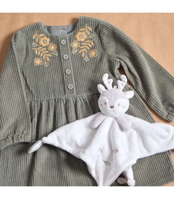 ROBE SIMONE VELOURS COTELE MANCHES LONGUES  Sucre Orge