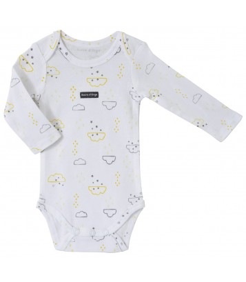 LOT DE 2 BODIES BEBE JAUNE/IMPRIME Sucre Orge