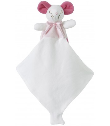 CAJOU®, DOUDOU MOUCHOIR SOURIS ROSE Sucre Orge