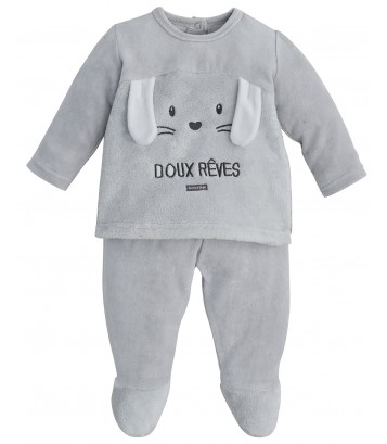 PYJAMA BEBE 2 PIECES GRIS "LAPIN" Sucre Orge