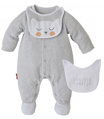 PYJAMA BEBE GRIS + BAVOIR Sucre Orge