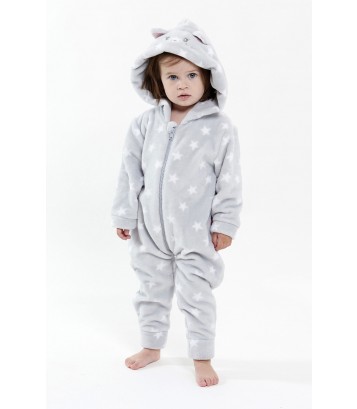 SURPYJAMA A CAPUCHE GRIS 2/8 ANS Sucre Orge