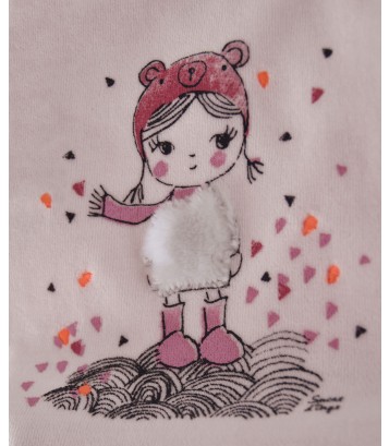 PYJAMA FILLE ANTHRACITE/ROSE  2/8 ANS Sucre Orge
