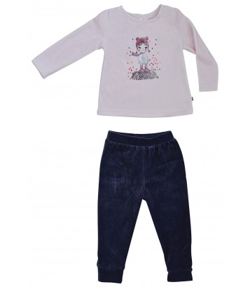 PYJAMA FILLE ANTHRACITE/ROSE  2/8 ANS Sucre Orge