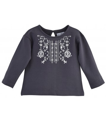 SWEAT SHIRT FILLE ANTHRACITE "BEST DAY" Sucre Orge