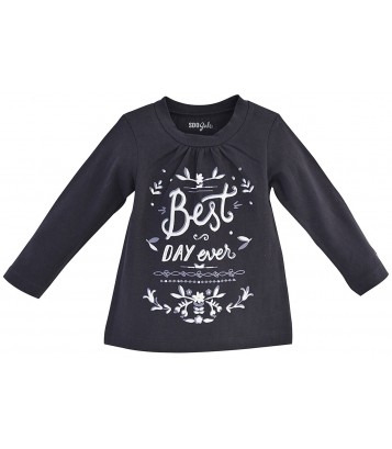 TEE SHIRT FILLE ANTHRACITE "BEST DAY" Sucre Orge