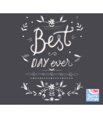 TEE SHIRT FILLE ANTHRACITE "BEST DAY" Sucre Orge