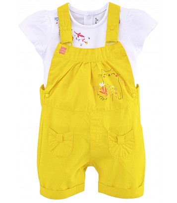 ENSEMBLE T SHIRT ET SALOPETTE COURTE BEBE FILLE Sucre Orge