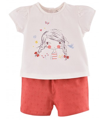 T SHIRT + SHORT VOILE COTON FILLE Sucre Orge