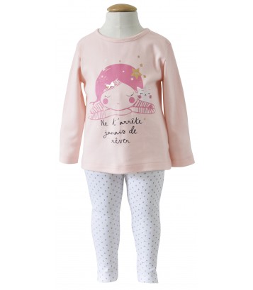 PYJAMA FILLE 2 PIECES ROSE 2/8 ANS Sucre Orge