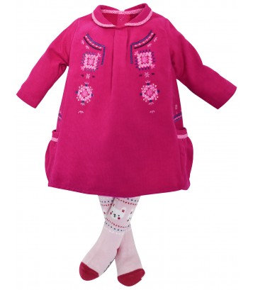 ROBE + COLLANT BEBE FUCHSIA FOLKLORE BABY Sucre Orge