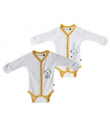 BODY NAISSANCE AVEC MOUFLES - LOT DE 2 - PREMA / 3 MOIS Sucre Orge