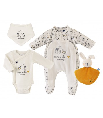 Coffret naissance/ensemble bébé effet tricoté - Assalamshop