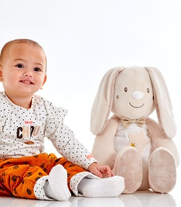 GRANDE PELUCHE RANGE PYJAMA LAPIN BEIGE Sucre Orge