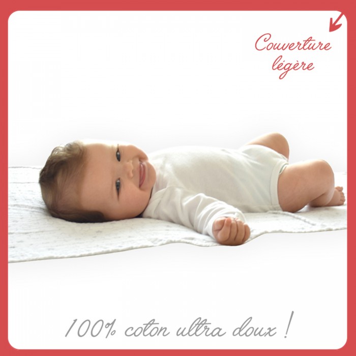 Lange bébé 0- 9 mois, 120 x 120 cm : mousseline douce en coton
