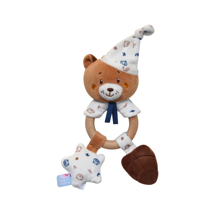 HOCHET D'EVEIL OURS VELOURS DOUX Hochets d'éveil bébé DOUDOUS