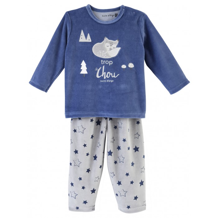 combinaison pyjama garcon avec motif nounours bleu garcon