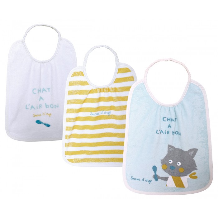 Lot De 3 Bavoirs Elastiques Bebe Chat La Valise Maternite Essentiels Naissance Bebe Sucre D Orge