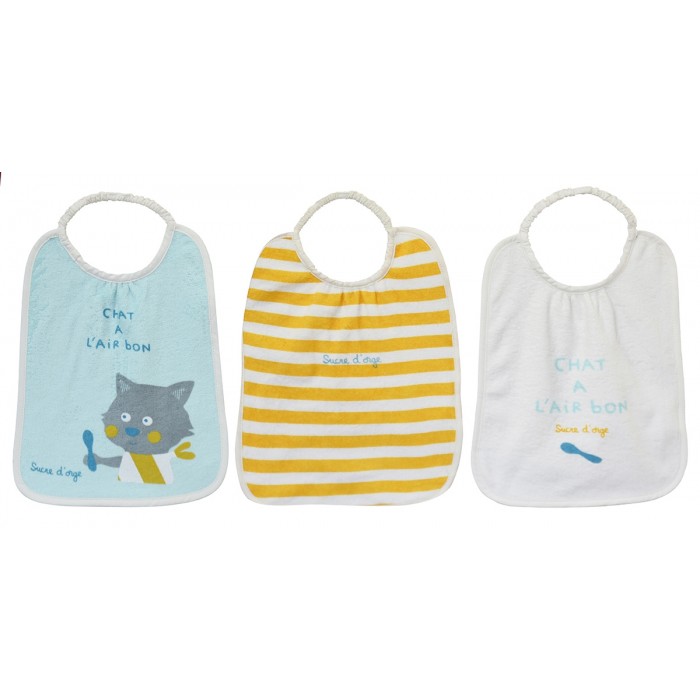 Lot De 3 Bavoirs Elastiques Bebe Chat La Valise Maternite Essentiels Naissance Bebe Sucre D Orge