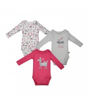 LOT 3 BODIES BEBE MANCHES LONGUES FLORINE Sucre Orge