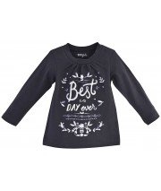 TEE SHIRT FILLE ANTHRACITE "BEST DAY" Sucre Orge