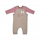 ENSEMBLE NAISSANCE T-SHIRT + SALOPETTE MOLLETON FLECHETTE