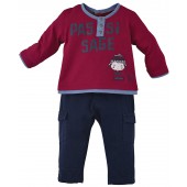 PANTALON + T-SHIRT BEBE MARINE/ROUGE