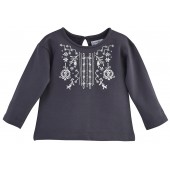 SWEAT SHIRT FILLE ANTHRACITE "BEST DAY"