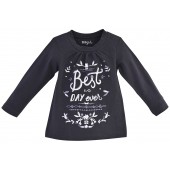 TEE SHIRT FILLE ANTHRACITE "BEST DAY"