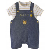 SALOPETTE COURTE + T-SHIRT RAYE