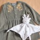 ROBE SIMONE VELOURS COTELE MANCHES LONGUES  Sucre Orge