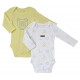LOT DE 2 BODIES BEBE JAUNE/IMPRIME Sucre Orge