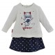 ENSEMBLE JUPE BEBE ECRU/BLEU Sucre Orge