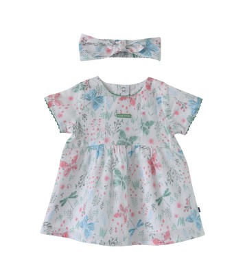 ROBE + BANDEAU EDELWEISS EN VOILE COTON  Sucre Orge