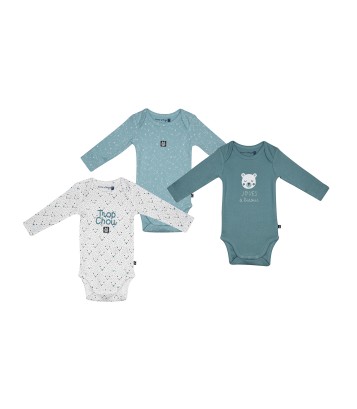 LOT DE 3 BODIES MANOE MANCHES LONGUES BEBE Sucre Orge