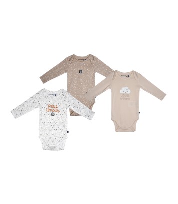 LOT DE 3 BODIES MAEL MANCHES LONGUES BEBE Sucre Orge