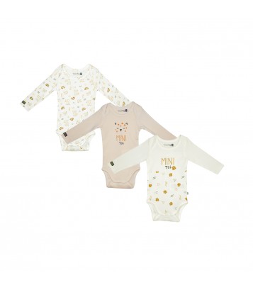 LOT DE 3 BODIES GEREMI MANCHES LONGUES BEBE LE BIO V TEMENT