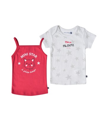 LOT DE 2 TEE SHIRTS FILLE ERMANDA Sucre Orge