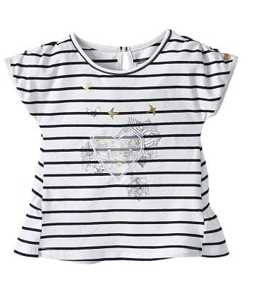 T-SHIRT BLANC RAYE FILLE 2/8 ANS sucre d'orge