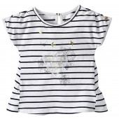 T-SHIRT BLANC RAYE FILLE LES GRANDS DE SUCRE D'ORGE