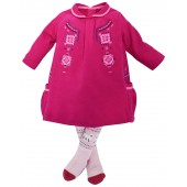 ROBE + COLLANT BEBE FUCHSIA FOLKLORE BABY